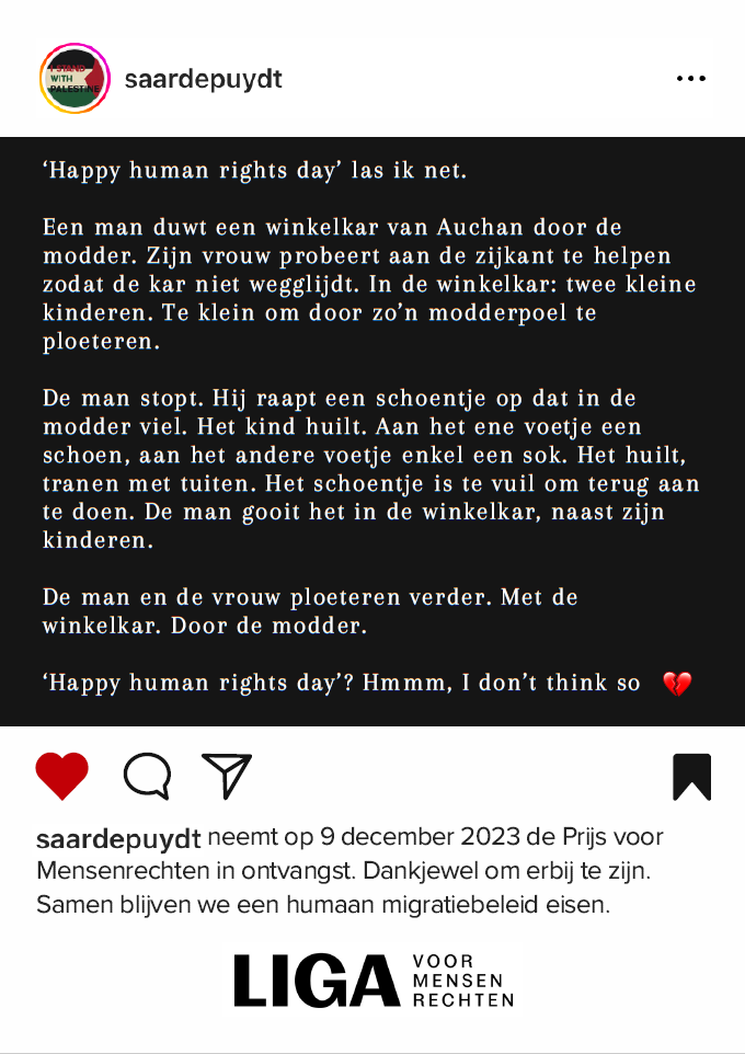 Saar Depuydt wint de Prijs voor Mensenrechten